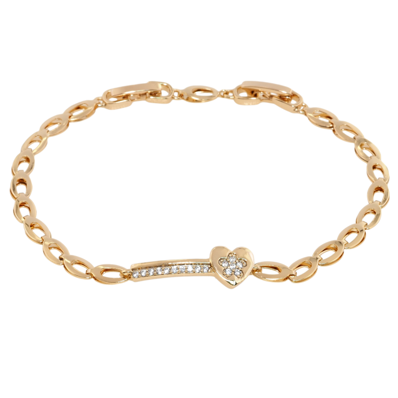 Браслет Xuping Позолота 18K Цепочка с вставкой длина с доп.замком 17.5,20см х 4мм фото №1