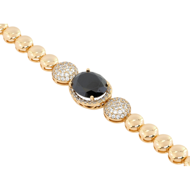 Браслет Xuping Позолота 18K Дорожка шариков с вставкой черный фианит длина с доп.замком 17,19см х 6мм фото №4