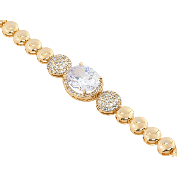 Браслет Xuping Позолота 18K Дорожка шариков с вставкой фианит длина с доп.замком 17,19см х 6мм фото №14