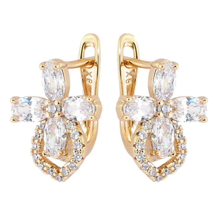 Сережки Xuping Позолота 18K англійський замок Кришталеві квіточки фото №7 Сережки Xuping Позолота 18K англійський замок Кришталеві квіточки фото №7