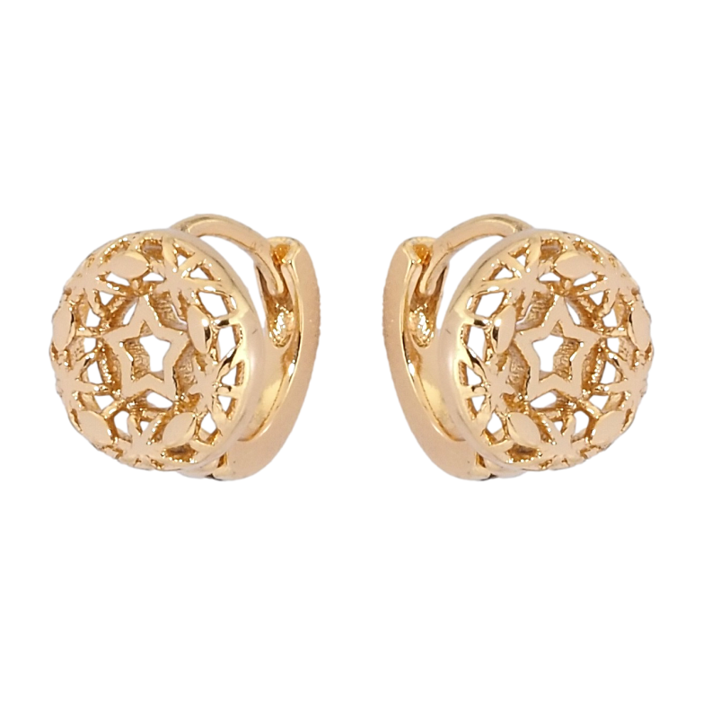 Серьги Xuping Позолота 18K колечки Резной узор звездочки фото №13