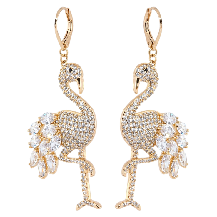 Сережки Xuping Позолота 18K французький замок Фламінго інкрустація цирконієм фото №2