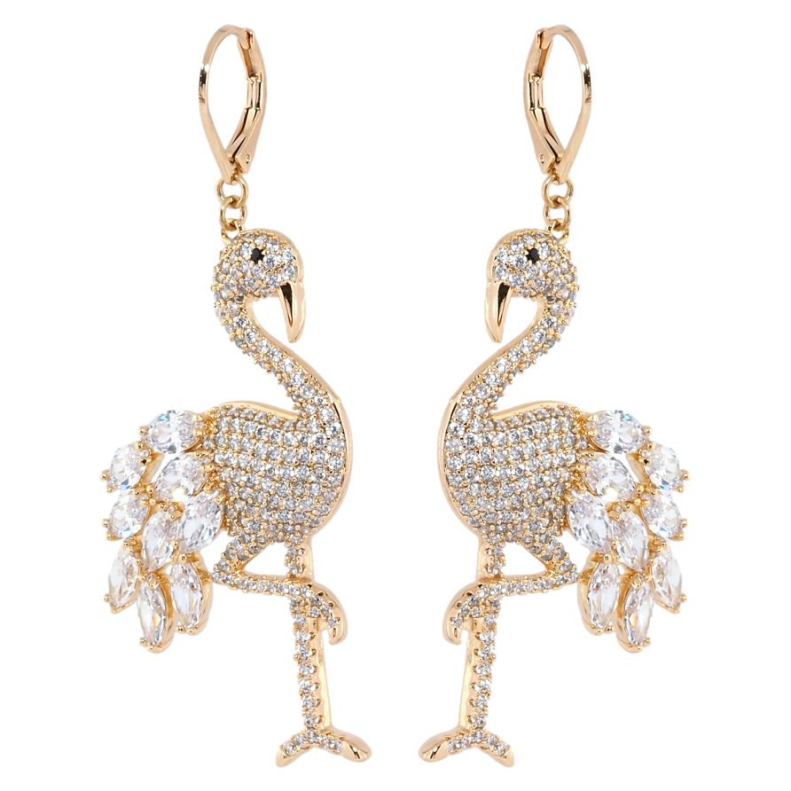 Сережки Xuping Позолота 18K французький замок Фламінго інкрустація цирконієм фото №1