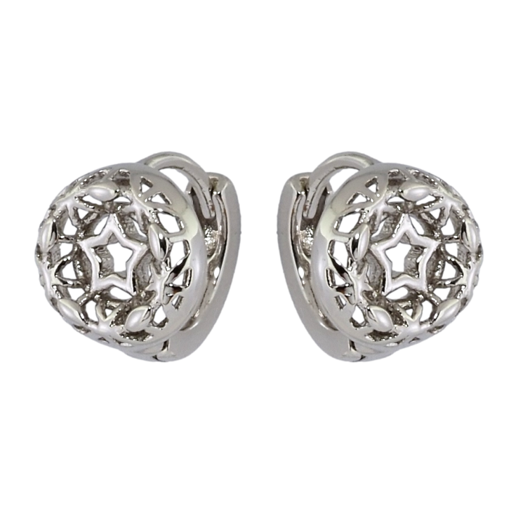 Серьги Xuping Родий колечки Резные колечки с узором звездочка фото №20