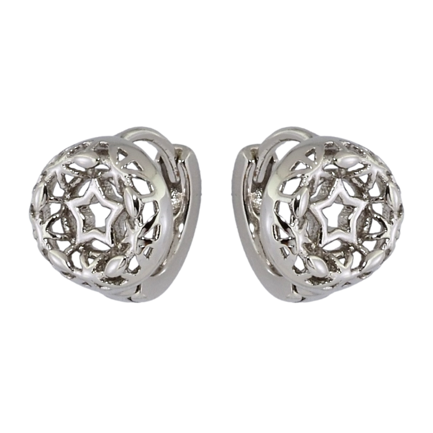 Серьги Xuping Родий колечки Резные колечки с узором звездочка фото №1