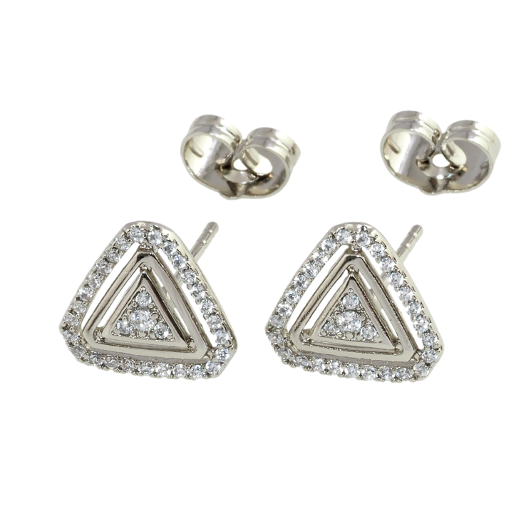 Серьги Xuping Родий пусеты Треугольники с цирконием фото №13