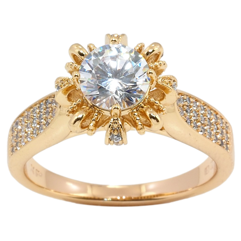 Кольцо Xuping Позолота 18K Декоративный цветок с кристаллом фото №1