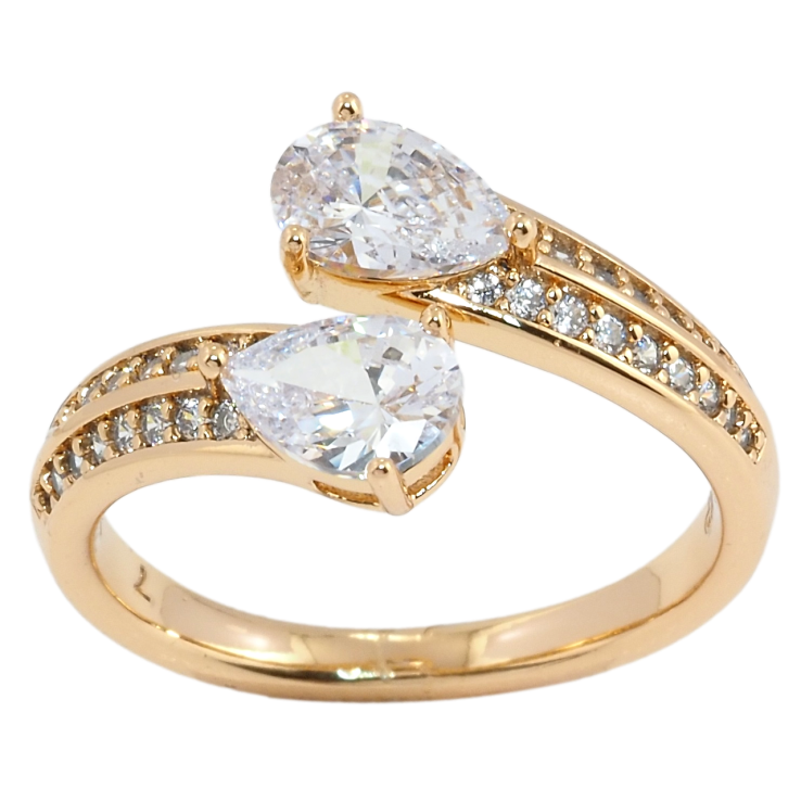 Кольцо Xuping Позолота 18K Фианиты на дужках с цирконием фото №11