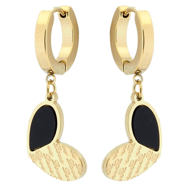 Серьги Xuping TTM Stainless Steel цвет 14K подвески на колечках Сердечки Love фото №1