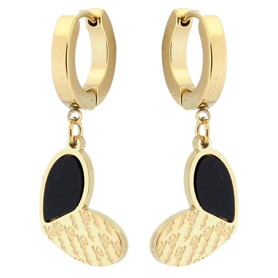 Сережки Xuping TTM Stainless Steel колір 14K підвіски на колечках Сердечки Love фото №1