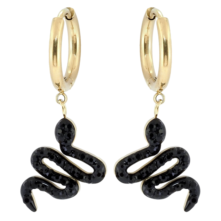 Сережки Xuping TTM Stainless Steel колір 14K підвіски на колечках Змійки фото №5 Сережки Xuping TTM Stainless Steel колір 14K підвіски на колечках Змійки фото №5