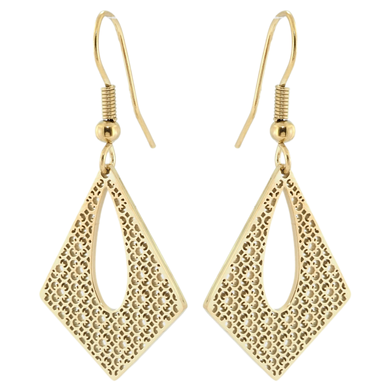 Серьги Xuping TTM Stainless Steel цвет 14K французский замок Ромбовые подвески фото №13