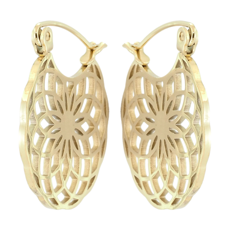 Серьги Xuping TTM Stainless Steel цвет 14K замок-булавка Резные круги фото №1