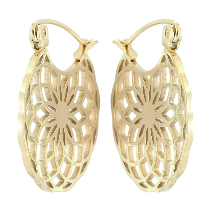 Сережки Xuping TTM Stainless Steel колір 14K замок-шпилька Різьблені кола фото №1