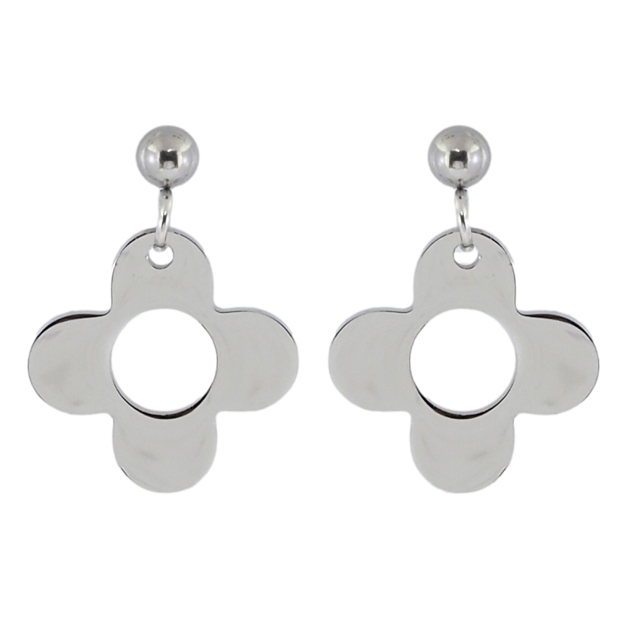 Серьги Xuping TTM Stainless Steel цвет Родий пусеты Цветочки фото №1