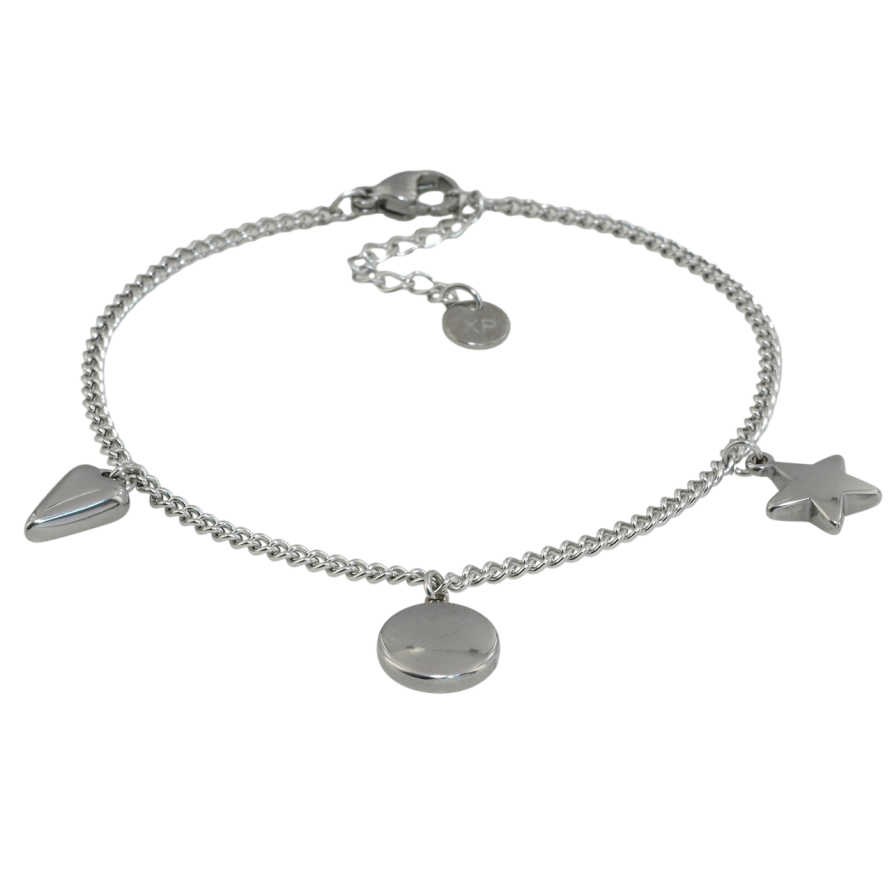 Браслет Xuping ТТМ Stainless Steel колір Родій Ланцюжок з підвісками довжина з доп.ланцюжком 17.5-21см х 2мм фото №1