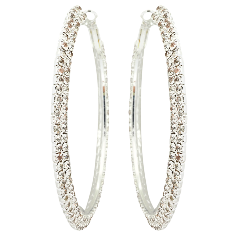 Сережки кільця (конго) Подвійні доріжки страз ø 7см фото №1