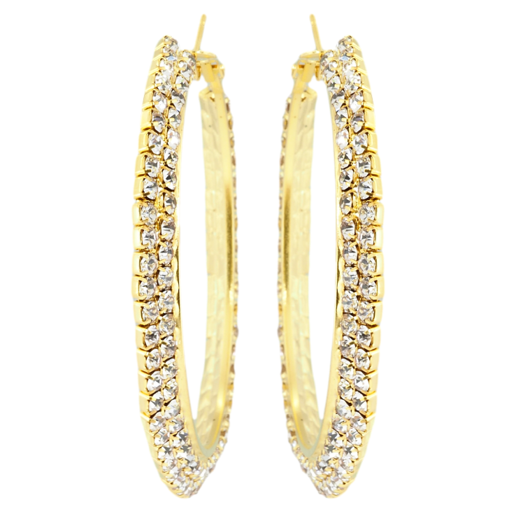 Сережки кільця (конго) Подвійні доріжки страз ø 6см фото №6 Сережки кільця (конго) Подвійні доріжки страз ø 6см фото №6