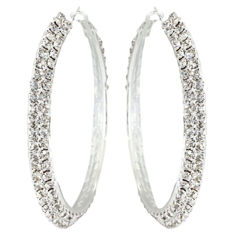 Сережки кільця (конго) Подвійні доріжки страз ø 6см фото №4