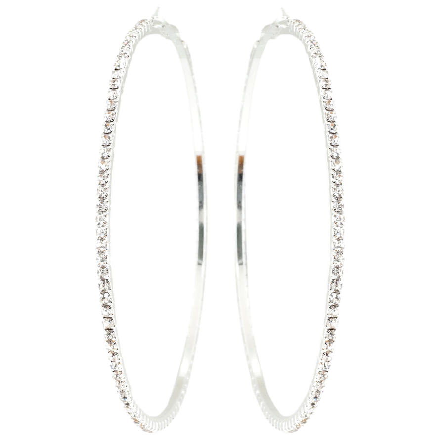 Серьги кольца (конго) Дорожки страз ø 9,5см фото №1