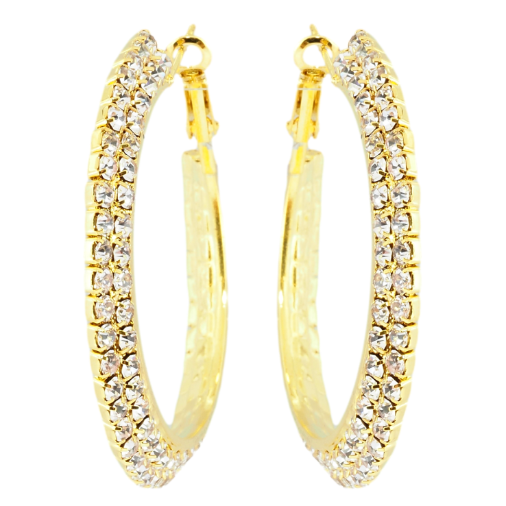 Сережки кільця (конго) Подвійні доріжки страз ø 5см фото №10 Сережки кільця (конго) Подвійні доріжки страз ø 5см фото №10