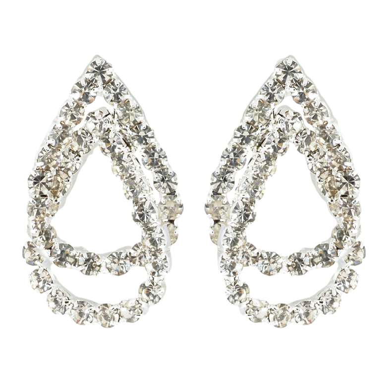 Серьги пусеты Капельки со стразами фото №1