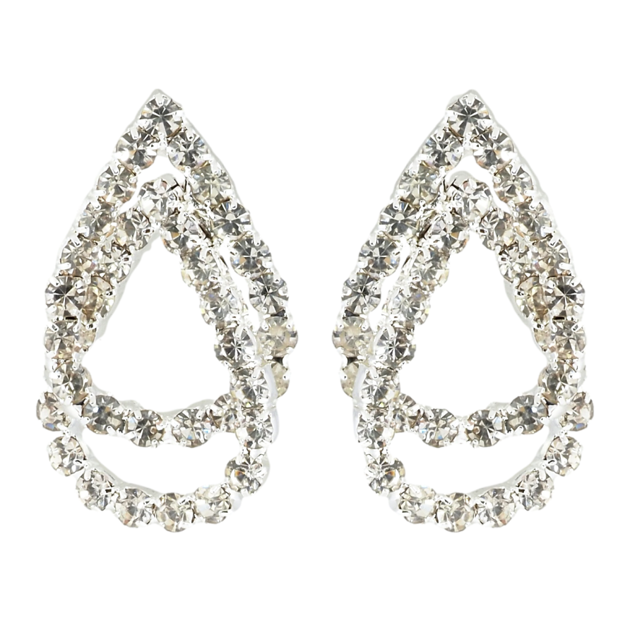 Сережки пусети Крапельки зі стразами фото №1