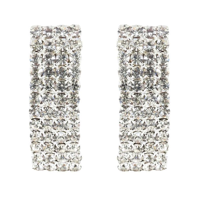 Сережки пусети Прямокутники зі стразами фото №1