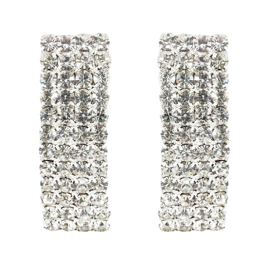 Сережки пусети Прямокутники зі стразами фото №1