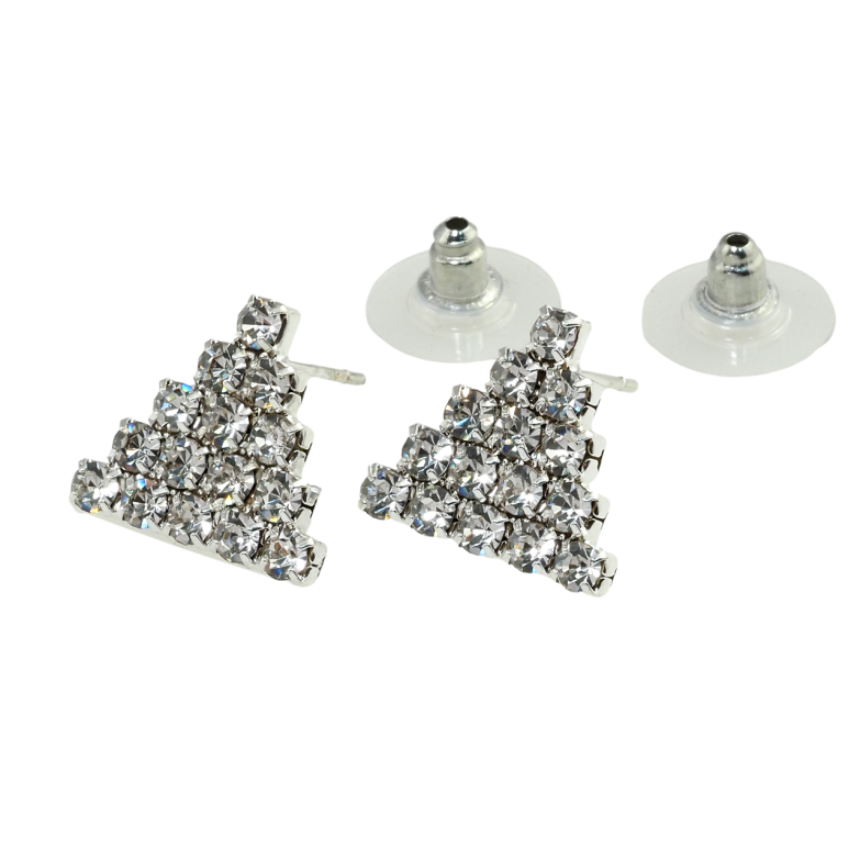 Сережки пусети Трикутники зі стразами фото №4