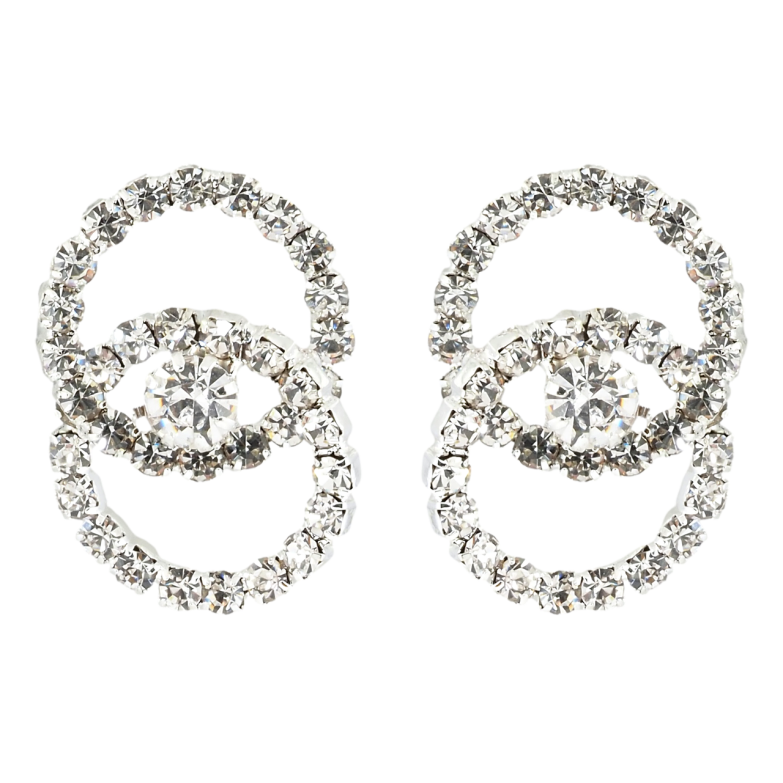 Сережки пусети Колечки зі стразами фото №1