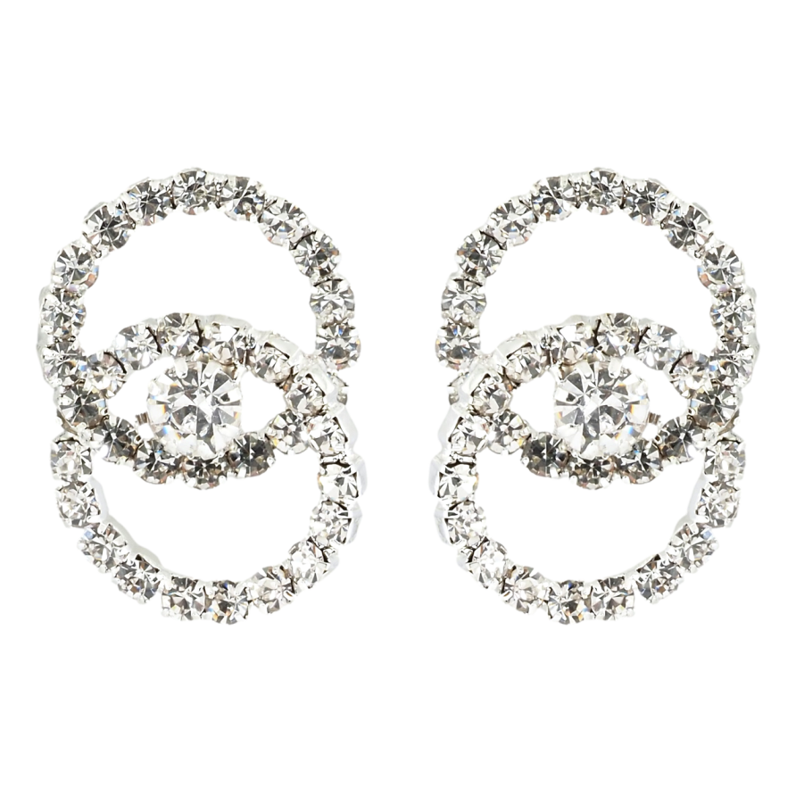 Сережки пусети Колечки зі стразами фото №1