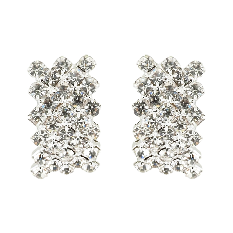 Серьги пусеты Широкие дуги со стразами фото №1