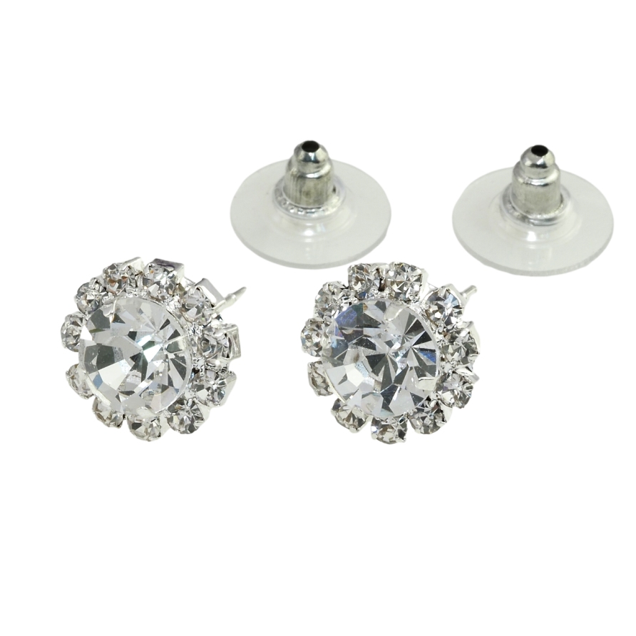 Сережки пусети Квіточки зі стразами ø 12мм фото №1