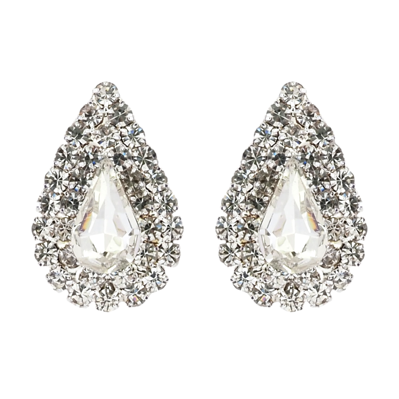 Сережки пусети Крапельки зі стразами фото №1