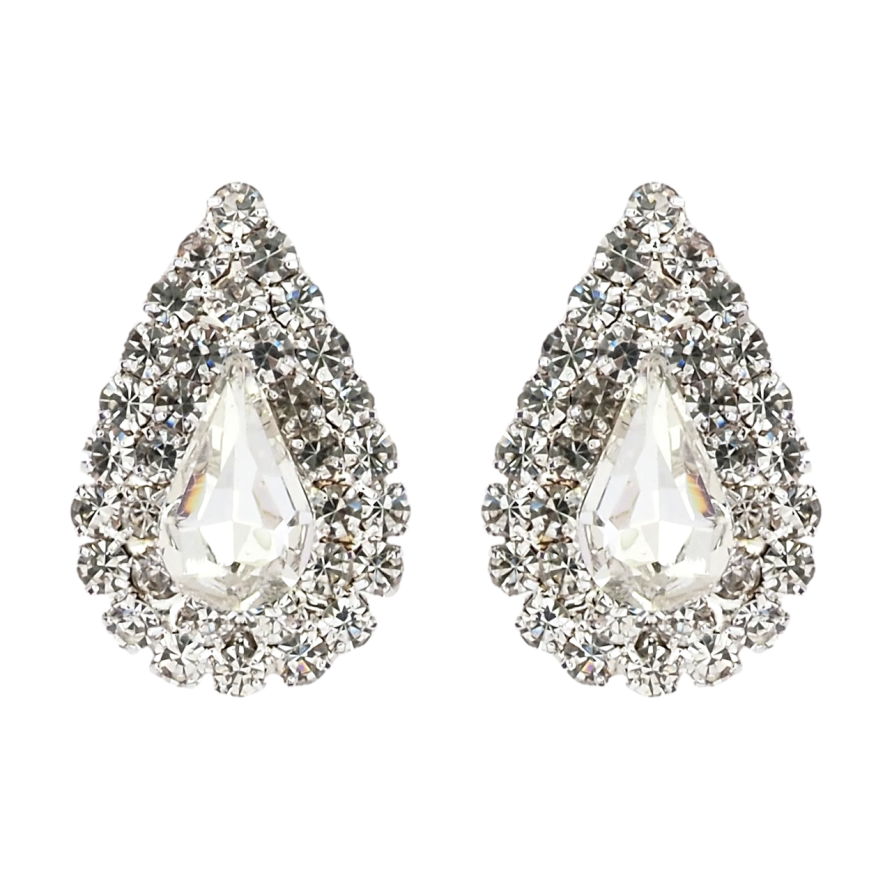 Сережки пусети Крапельки зі стразами фото №1