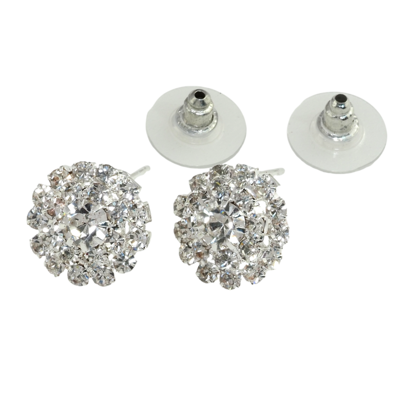 Сережки пусети Квіточки зі стразами ø 14мм фото №10