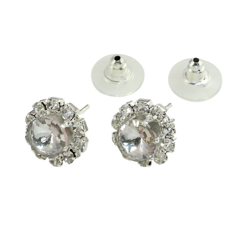 Сережки пусети Квіточки зі стразами ø 13мм фото №18