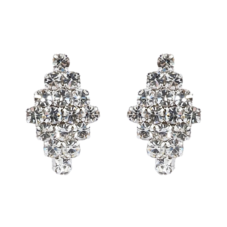 Сережки пусети Ромби зі стразами фото №15