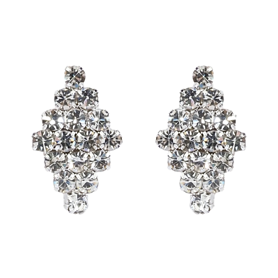 Сережки пусети Ромби зі стразами фото №1