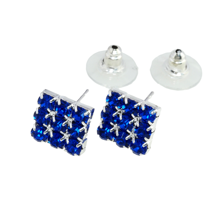 Сережки пусети Квадрат з синіми стразами 10х11мм фото №24 Сережки пусети Квадрат з синіми стразами 10х11мм фото №24