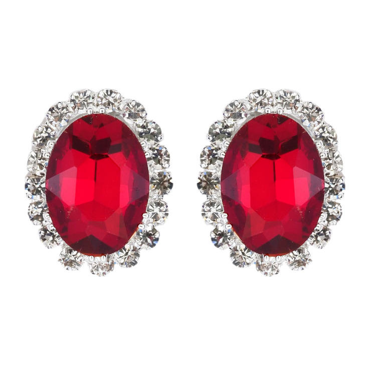 Сережки пусети Червоні кристали в обрамленні страз фото №4 Сережки пусети Червоні кристали в обрамленні страз фото №4