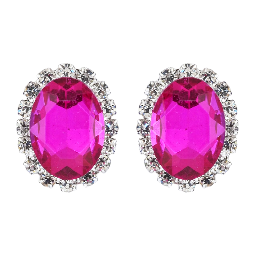 Сережки пусети Рожеві кристали в обрамленні страз фото №1