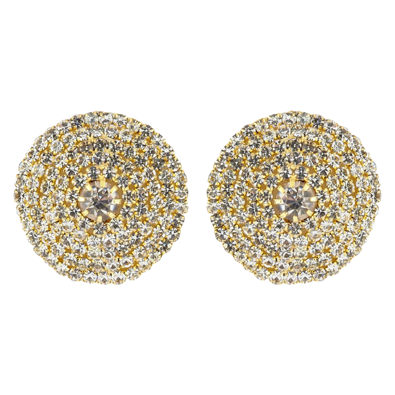 Сережки пусети Кола зі стразами ø 26мм фото №1