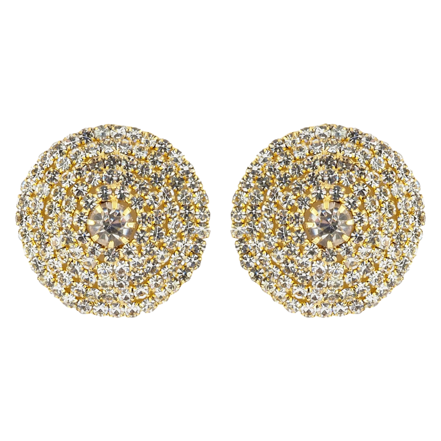 Сережки пусети Кола зі стразами ø 26мм фото №1