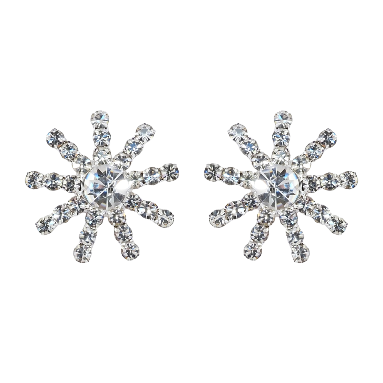 Серьги пусеты Снежинки со стразами фото №1