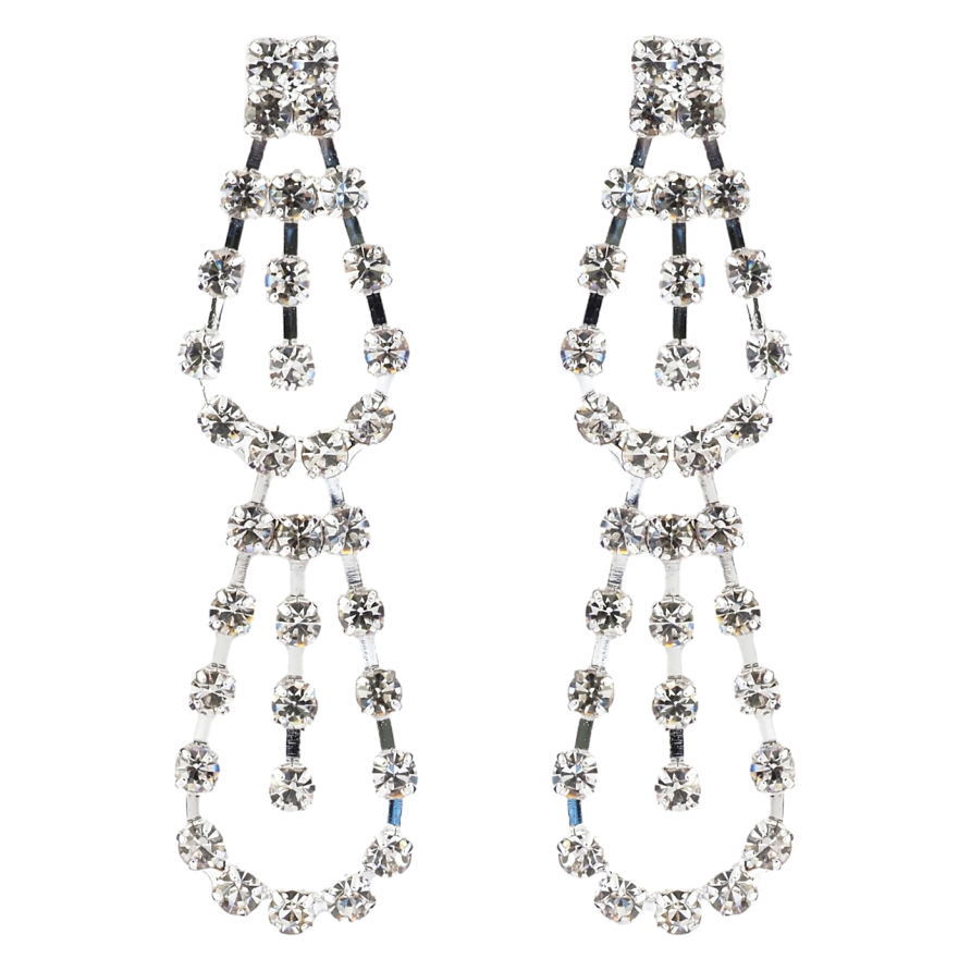 Сережки пусети Декоративні підвіски зі стразами фото №1