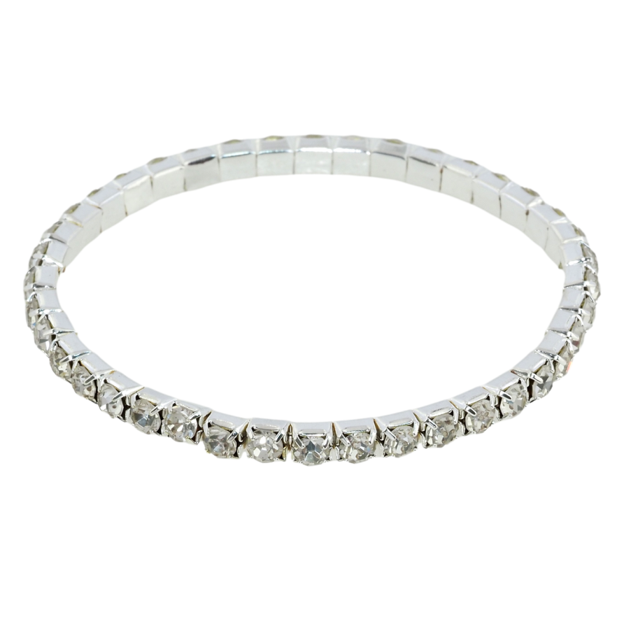 Браслет на гумці скло Доріжка кристалів розмір 15-21см х 4мм фото №1 Браслет на гумці скло Доріжка кристалів розмір 15-21см х 4мм фото №1