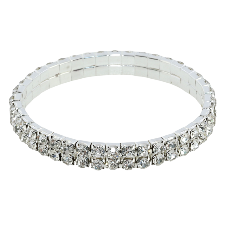 Браслет на гумці скло Доріжка кристалів у 2 ряди розмір 15-20см х 7мм фото №22 Браслет на гумці скло Доріжка кристалів у 2 ряди розмір 15-20см х 7мм фото №22