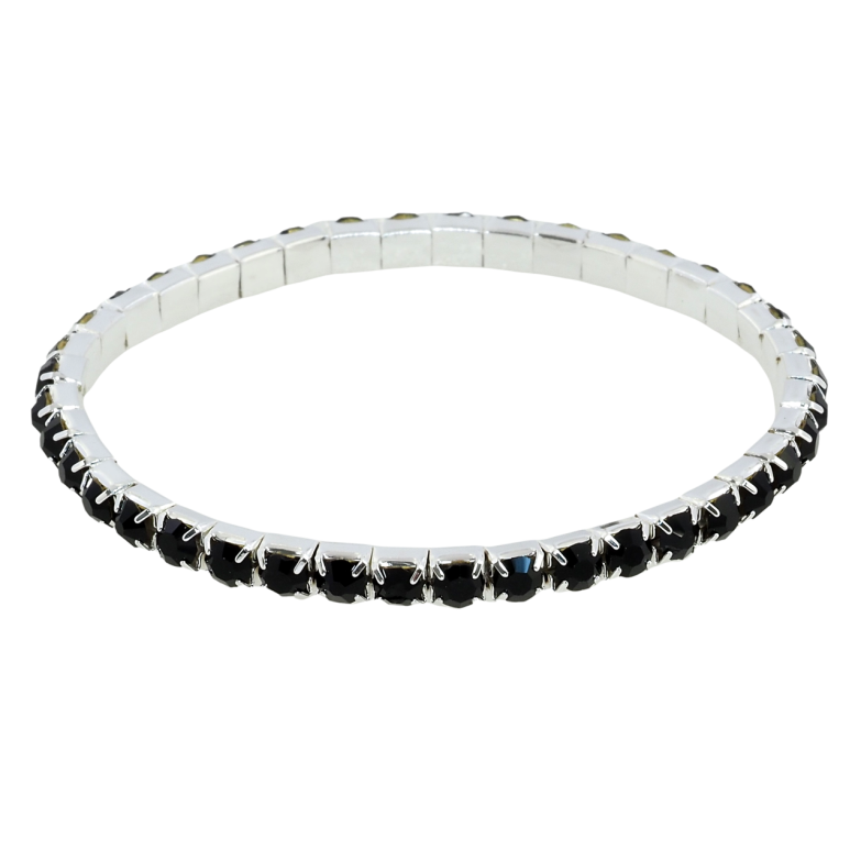 Браслет на резинке стекло Дорожка черных кристаллов размер 15-20см х 4мм фото №12